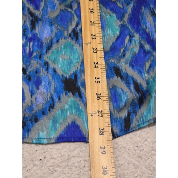 Chico's Women's Blue Ikat‎ Print Embellished V Neck Tunic Blouse 3/4 Sleeve Sz 2 - Picture 10 of 14